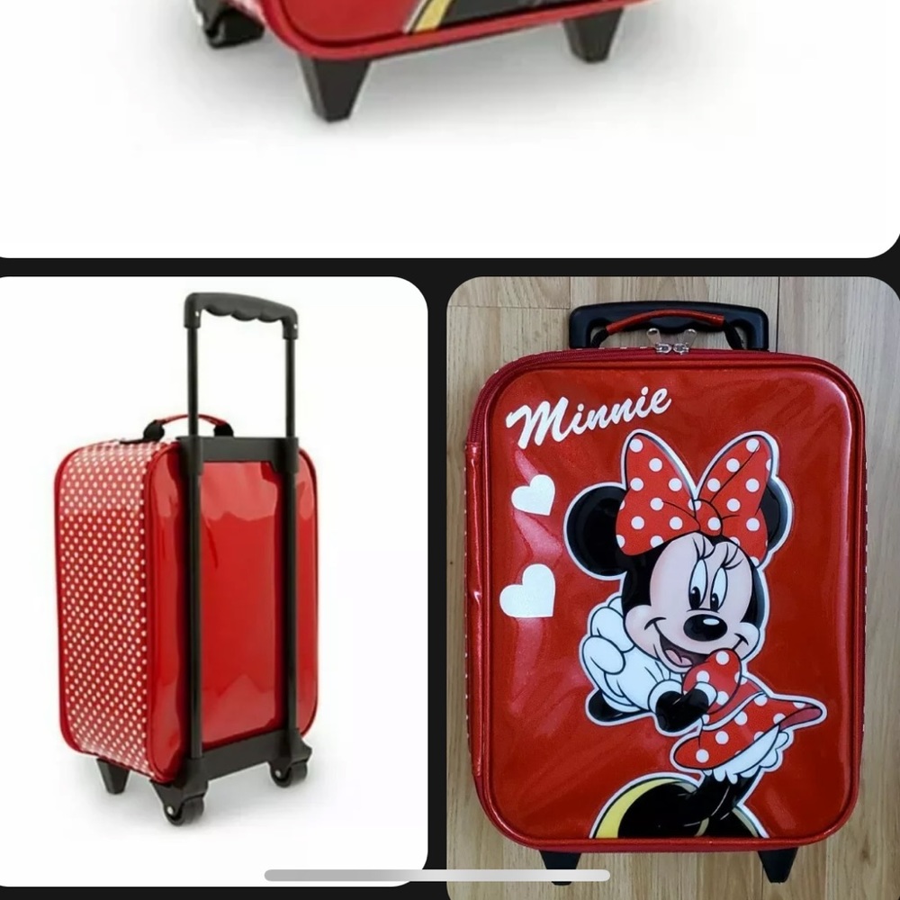 Kids Disney Parks Minnie Mouse Signature Rolling Pull Along Suitcase Luggage.